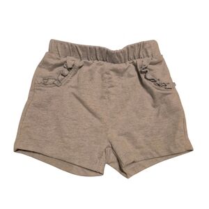 Girls' Neutral Tan Knit Shorts with Ruffle Pockets